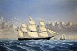Ship Canvas Paintings - Clipper Ship 'Golden West' of Boston, Outward Bound